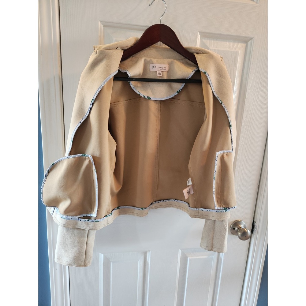Philosophy Women's Dress Jacket Cream Faux Leather Large - Picture 5 of 6